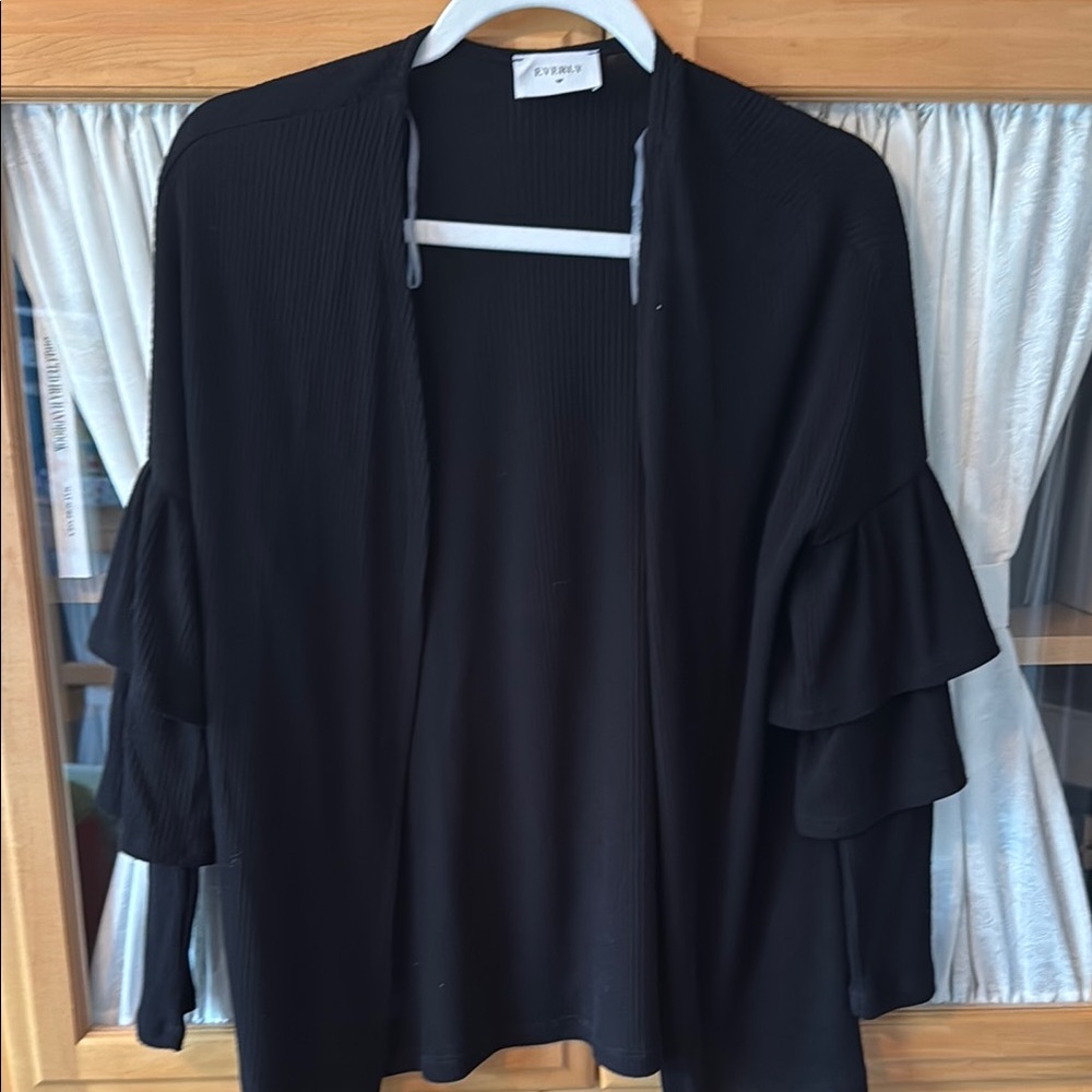 Everly Black Ruffled Cardigan